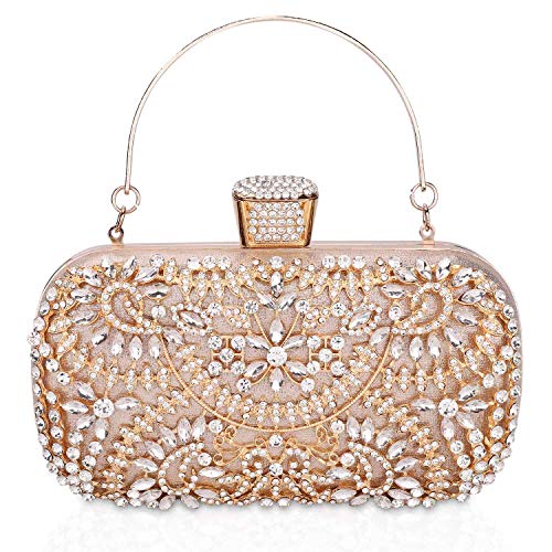 FIVE FLOWER Crystal Clutch for Women Rhinestone Evening Bag
