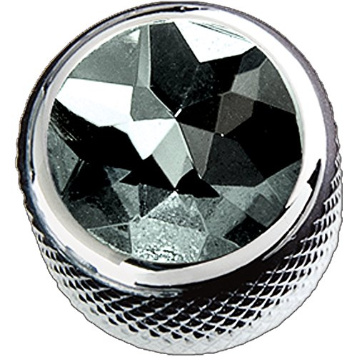 Q-Parts Dome Guitar Knob, Chrome with Black Crystal Inlay
