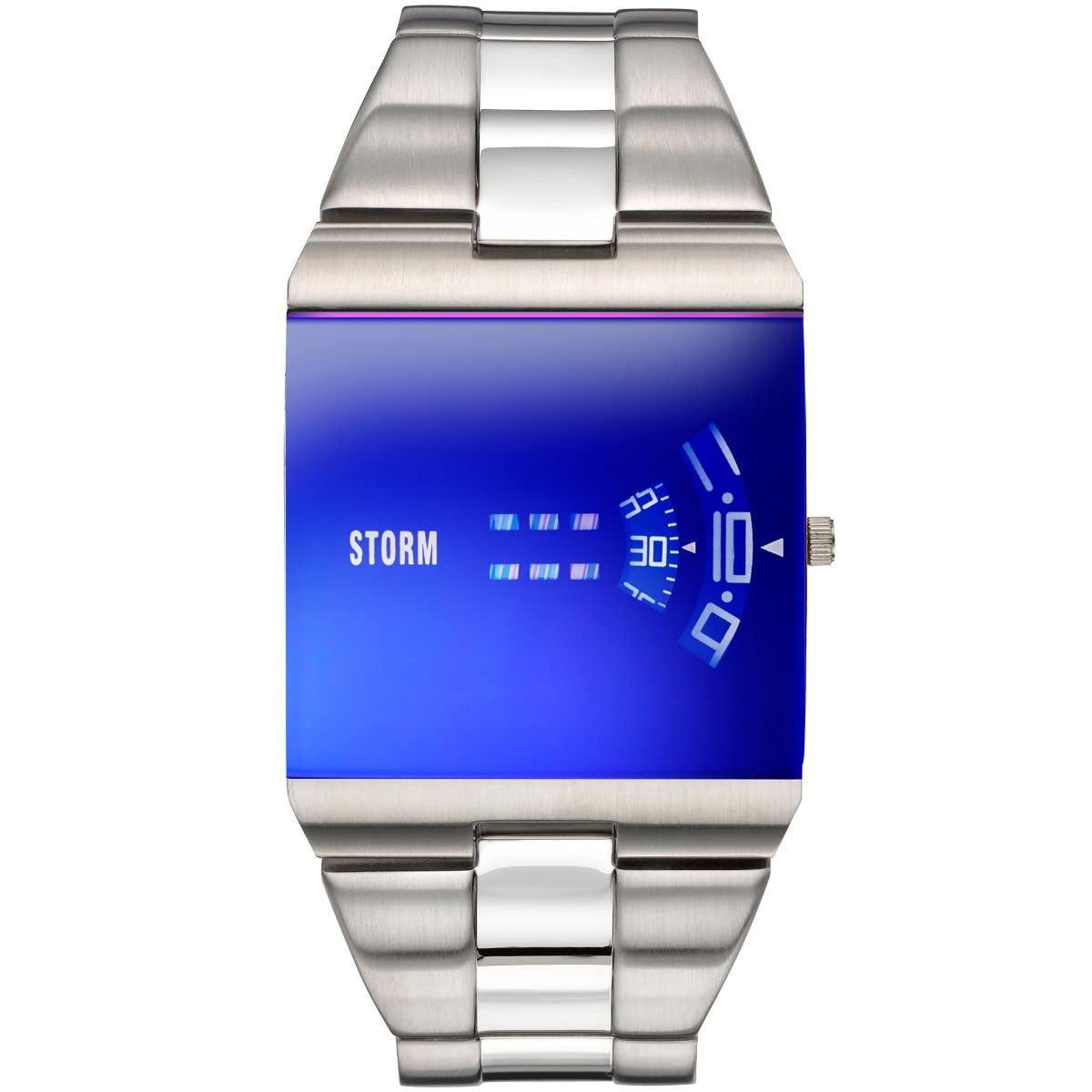 STORM New REMI SQ Lazer Blue Men's Square Watch with a Signature revolving disc Movement and Domed Glass, Made from Brushed Stainless Steel