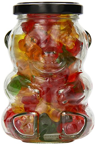 Premium Vials, 9 Ounce, Glass Bear Jar - For Honey, Jam, Favors - Case of 12 (With Silver Lids)