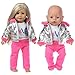 K.T.Fancy 2 Sets Girl Doll Clothes for 18 Inch Doll Clothes Winter Outfits Set Including 2 Pcs Puffer Jacket with Hood, 2 Pcs Trousers , 2 Pcs T-Shirts fit for 14-18 Inch Dolls