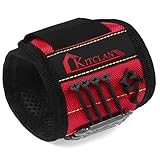 Magnetic Wristband, Kitclan Magnet Wristband with 5 Powerful Magnets, Adjustable Velcro Strap for Holding Tools, Screws, Nails, Small tools, Gifts for Men Fathers Handymen DIY