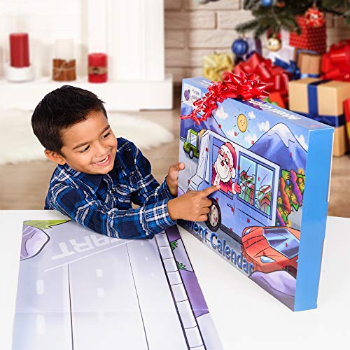 Purple Ladybug Novelty Car Stocking Stuffer Toy Cars 2019 Advent Calendar for Kids, with 24 Different Pull Back Vehicles Including Race Cars, Construction Vehicles! Perfect for Boys!
