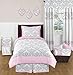 Sweet Jojo Designs Pink, Gray and White Elizabeth Kids and Baby Modern Wall Paper Border