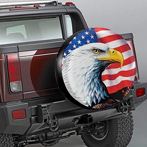 Uktly Spare Tire Cover American Flag Eagle Jeep Trailer RV SUV Truck 14 15 16 17 Inch Wheel, Polyester Universal Sunscreen Waterproof Dustproof and Corrosion Proof Wheel Cover - Thumbnail 3