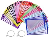 Puroma 35 Pack Dry-Erase Pockets Reusable Plastic