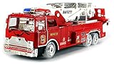VT MFD Fire Rescue Zero Team Battery Operated Bump & Go Toy Fire Truck w/ Flashing Lights, Sounds, 360Â° Rotating Extending Crane, Light Up Wheels