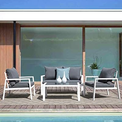Soleil Jardin 4-Piece Aluminum Outdoor Patio Furniture, Patio Conversation Sofa Set with Removable Cushions, Tempered… 51u1YiAg34L