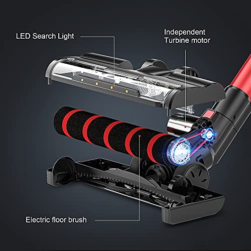 Cordless Vacuum Cleaner, 23Kpa Stick Vacuum with 300W Brushless Motor