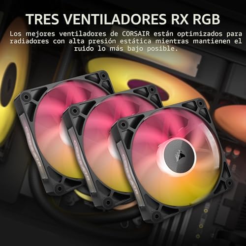 iCUE Link Titan 360 RX Refrigerador Líquido RGB para CPU – 360mm AIO – 3X RX120 Ventiladores RGB Incluidos – Compatible con Intel LGA 1851/1700, AMD AM5/AM4 – Hub iCUE Link Incluido – Negro