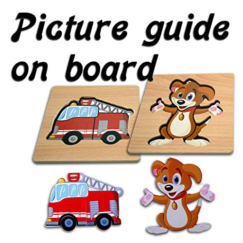 Wooden Educational Jigsaw Puzzles - 7 Pack - Toddler Preschool Game - Kids Learning Toy - Learn Color & Shapes - Driddle - Thumbnail 3