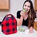 Neoprene Lunch Bag, Eco-Friendly Lunch Tote With Zipper- Reusable-Washable Insulated Carrying Bag To Keep Your Food Fresh– Stylish Unisex Picnic Bag For Women and Adults -Red Buffalo Plaid