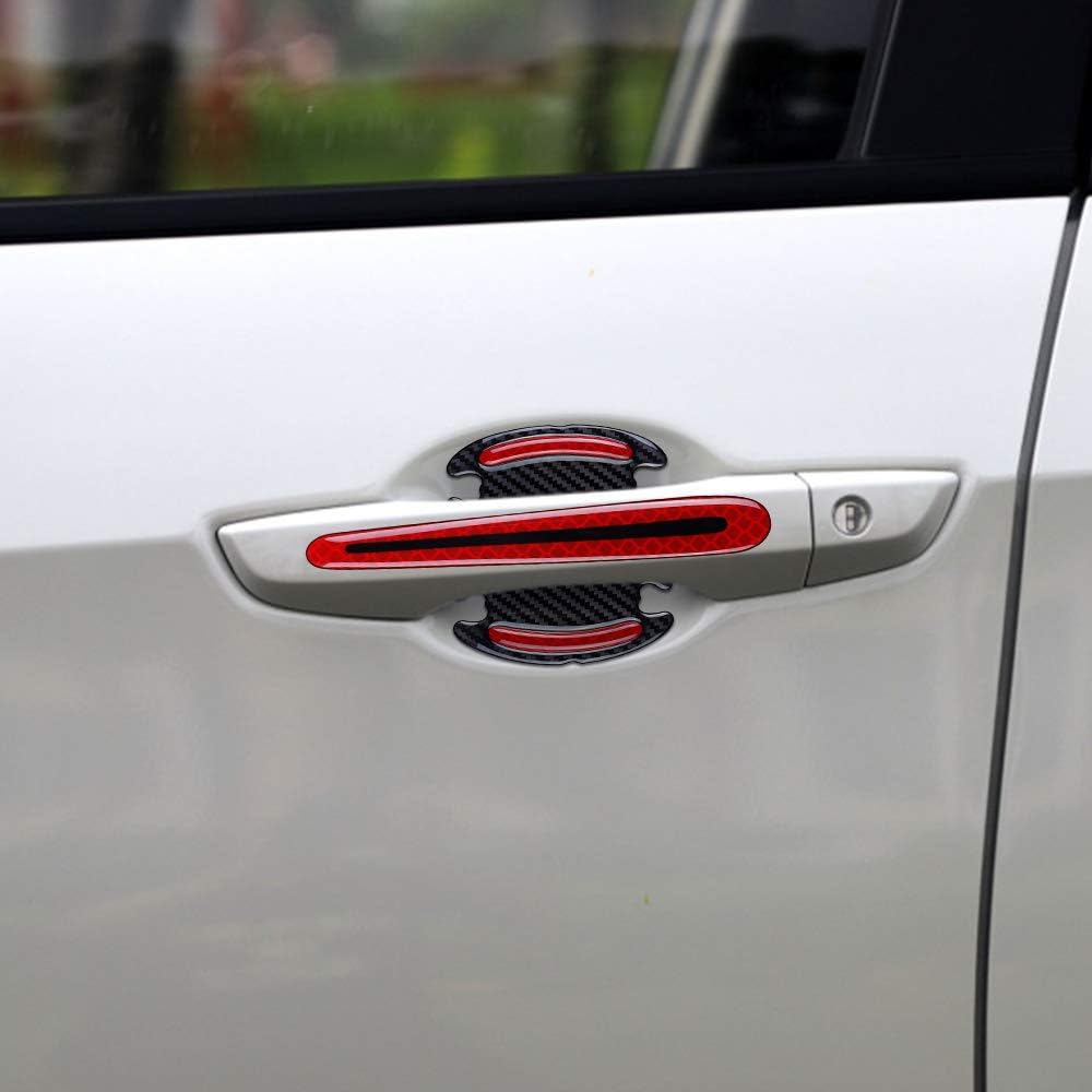 ramuel Carbon Fiber Sticker Car Door Handle Reflective Stickers