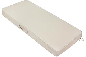 Magpie Fabrics Outdoor Bench Cushion 48 x 18 Inch, Waterproof Fade Resistant Patio Garden Loveseat Sofa Settee Couch Swing Pads with Carry Handle and Ties, Beige