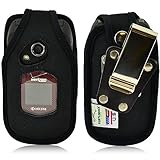 Turtleback Kyocera DuraXV, DuraXA Flip Phone Fitted Case - Made in USA (Black Nylon / Rotating Metal Clip)