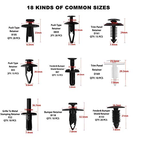 ROLINGER Auto Clips Car Vent Body Clips Retainer Push Kit - 421Pcs Car Panel Trim Plastic Fasteners Rivet Kits Universal for Ford GM Toyota Honda Chrysler ¡