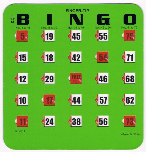 Regal Games 25 Green Fingertip Shutter Slide Bingo Cards