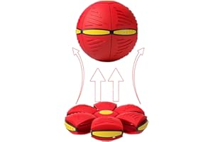 BOTIZR Flying Saucer Ball for Dogs,Pet Toy Interactive Flying Saucer Dog Toy Portable,Outdoor Yard Dog Toys,Perfect Doggy Disc Ball (Red)