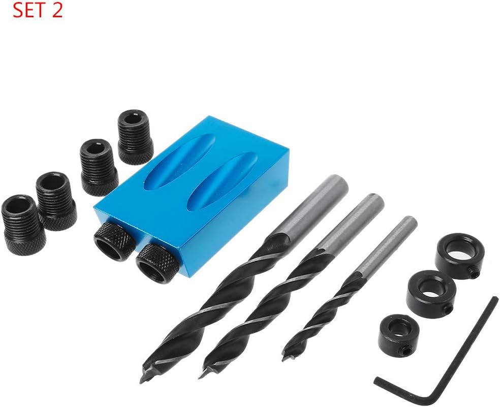 Haven Shop Pocket Slant Hole Jig Kit, 14 Pcs Set 6, 8, 10mm Oblique ​Hole Locator Positioner Drilling Bits Jig Clamp Woodworking Kit