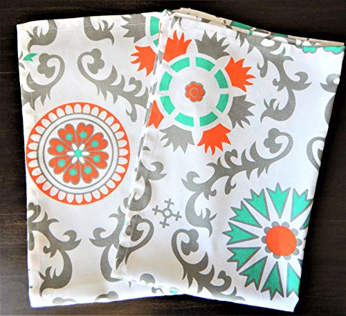 Crabtree Collection Premium Quality Set of 2 Kitchen Dish Towels 100% Cotton Absorbent Tea Towels - Classy Teal Medallion Design - Ideal 18 x 28 Dimensions … - Thumbnail 5