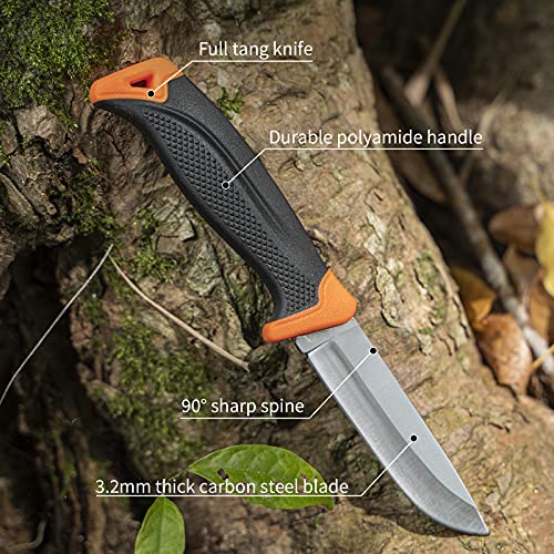 Jellas Bushcraft knife, 8Cr Fixed Blade Knife, 9inch Outdoor