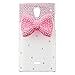 Sharp Aquos Crystal 306SH Case (5 Inch),Mavis's Diary 3D Handmade Bling Crystal Lovely Cute Light Pink Bow with Shiny Diamond Rhinestone Hard Clear Case for Sharp Aquos Crystal 306SH 305SH (5.0