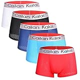Men's Underwear, Astarin Micro Modal Mesh Low Rise Silk Sexy Trunks Underwear for Men Pack (US M,5-Pack mesh)