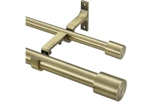 HOSMILE Double Curtain Rods 72-144", Antique Bronze Double Window Rods with Cap Finials, Adjustable Double Curtain Rods 1 Inch Front and 5/8 Inch Back Double Drapery Rod, Telescoping Dual Curtain Rods