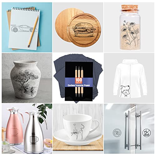 PSLER 100 Sheets Carbon Paper Sheets, Carbon Transfer Paper with 3PCS