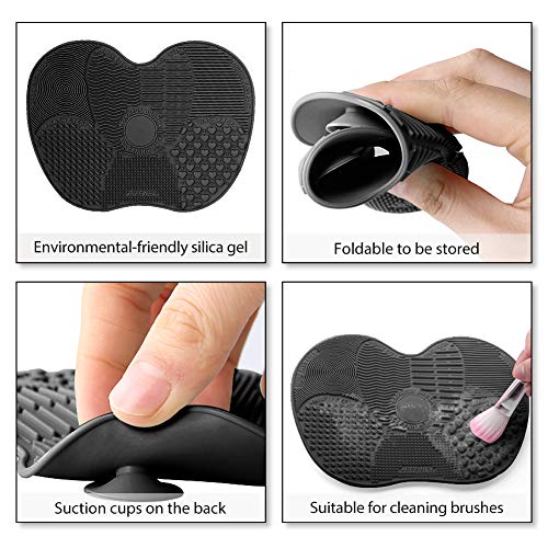 BEAKEY Makeup Brush Cleaner Mat & Makeup Brush Cleaning Egg, Portable Silicone Cosmetic Washing Tool with Suction Cups - Big Size / 2Pcs - Thumbnail 2