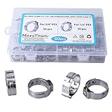 PEX Cinch Clamp 1/2-inch, 3/4-inch, 304 Stainless Steel, 60PCS Hose Clamp Kit, Single Ear Stepless Clip Rings PEX Pipe Assorted Kit (60 PCS)