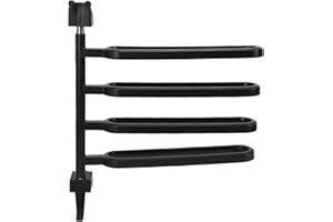 RASTKY Swivel Towel Bar Rotatable High Strength ABS Multi Arm Wall Mounted Bathroom Towel Rack Holder for Small Spaces Black 