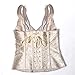 Women Sexy Boned Lace up Corsets and Strap Bustiers Top Overbust shaper Large Beige