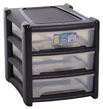 Wham 12285 3 Grey 38x31x33 Cm Drawer Cabinet Storage Box Amazon