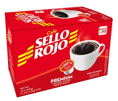 Cafe Sello Rojo K Cups | Best selling coffee brand in Colombia | 100% Colombian medium roast ground arabica coffee | 12 Keurig compatible single serve coffee pods (Best Coffee Brands In Colombia)