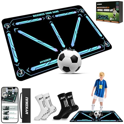 Training Mat Football Kit 60 x 90 cm with Training Videos and Non-Slip Socks Football Mat Professional Training – Children Mat Treino Futebol