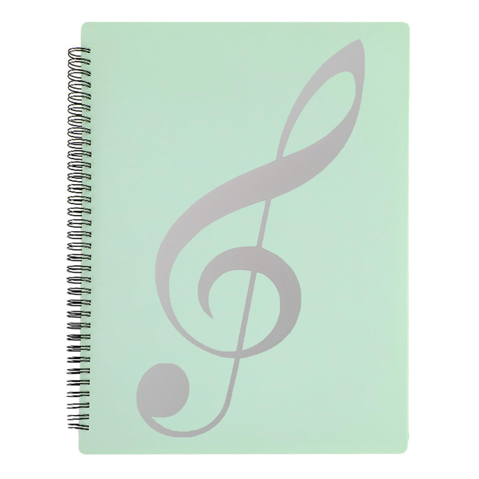 MUROAD A4 Sheet Music Folder, Sheet Music Holder Allow Annotations, Eliminate Glare, 60 Pages Spiral Sheet Music Binder Organizer, Sheet Music Storage,Green