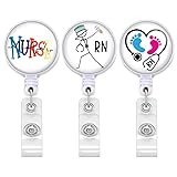 3 Pcs Nurse Retractable Badge Reel, Badge Holder