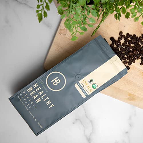 Healthy Bean Coffee Low Acid Coffee, Superfood Infused Whole Beans, USDA Organic, Mycotoxin