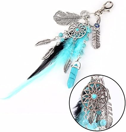 Vysart(TM) Dreamcatcher Crystal key Chain Bohemian retro feather gossip stone Keychain Bead Charm Dream Catcher Keyring jewelry Bag Pendant