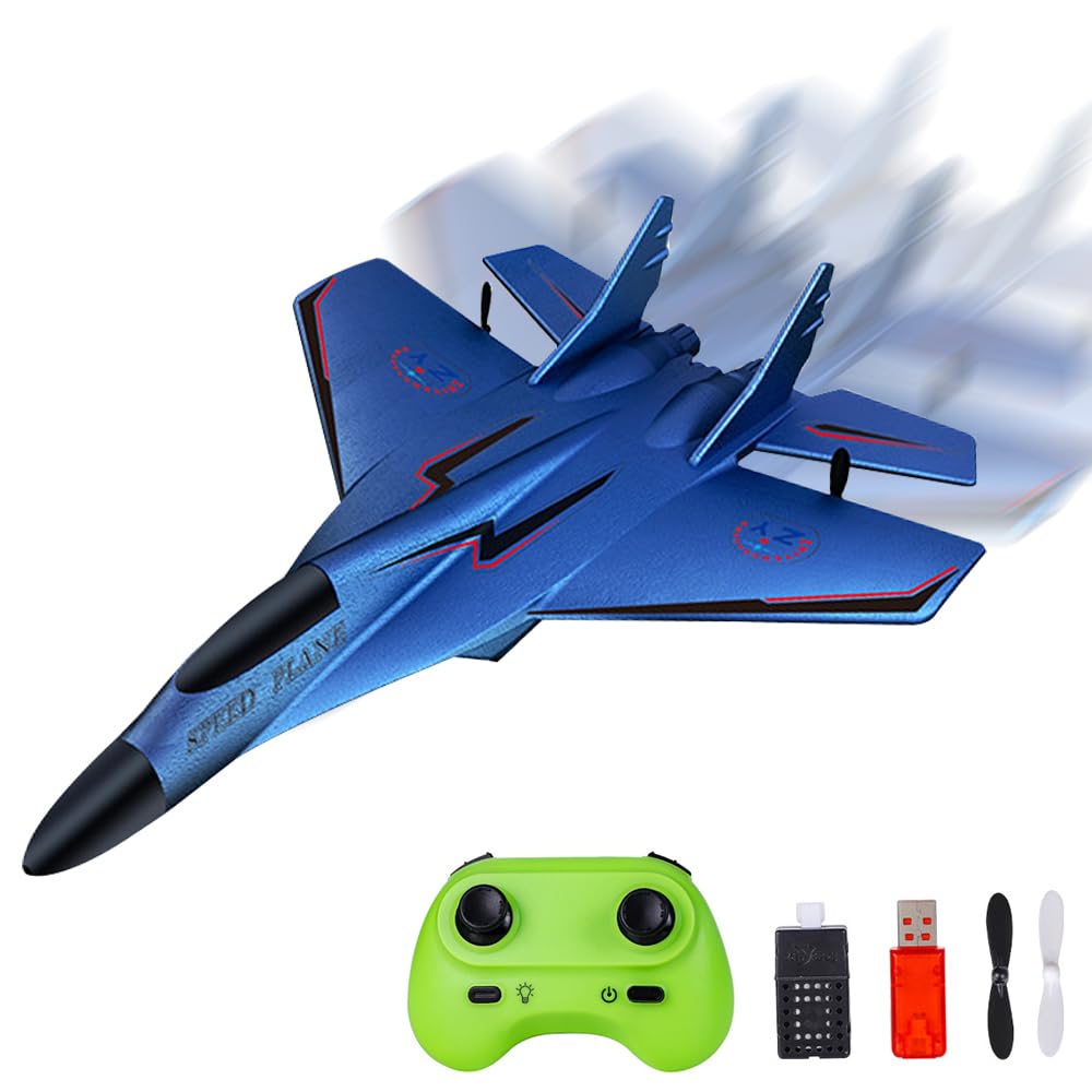CLIUNT RC Plane, 2.4GHz Remote Control Airplane, Remote Control Wireless Airplane Toy Easy to Fly for Beginners Kids Boys Girls（Blue）