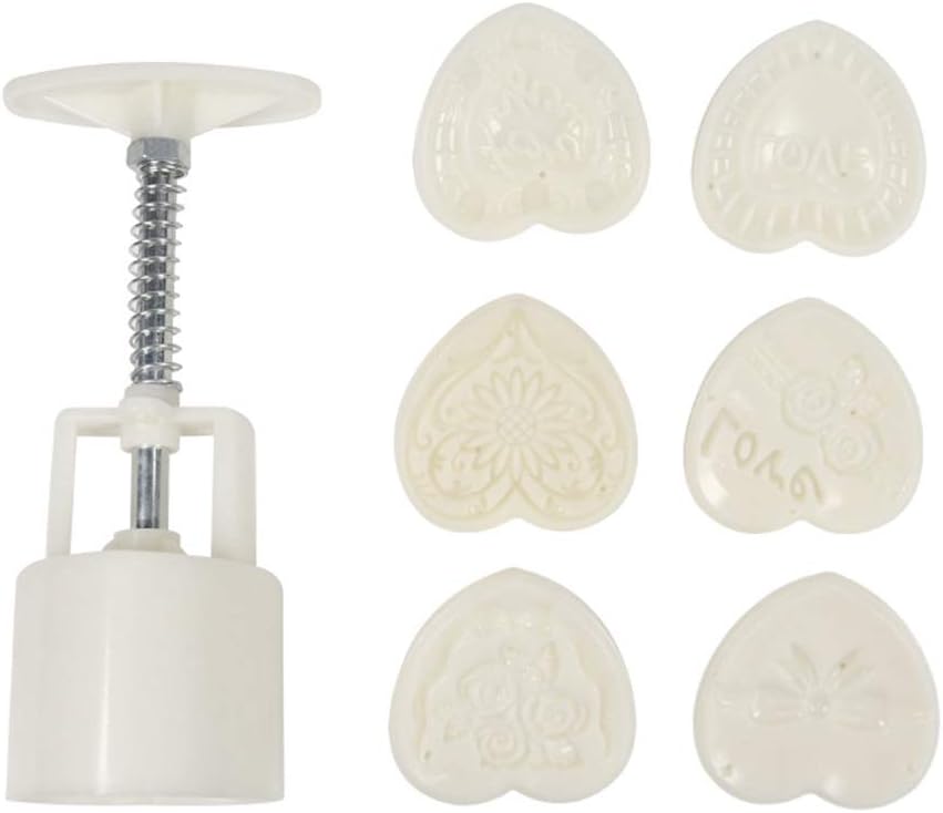 KweeninyKweeniny 6 Pcs Heart-shaped Moon Cake Mold Home Hand Pressure Type 50g DIY Tools DIY Tools Molds