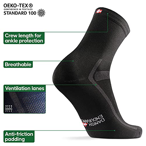 DANISH ENDURANCE Cycling Socks 3 Pack for Men & Women, Regular Ankle