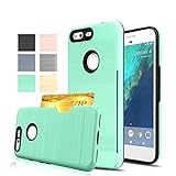 Google Pixel Xl Case,Anoke [Credit Card Slots Holder][Not Wallet]Hard Plastic PC TPU Soft Hybrid Shockproof Heavy Duty Protective Cover Case For Google Pixel Xl 2016 KC2 Mint