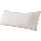 WhatsBedding Body Pillow Cover Cotton Fabric, Long Pillowcase Breathable & Skin-Friendly, Envelope Closure - Beige (20x54 inch)