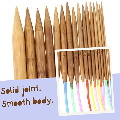 KnitPal 40 Inch (100cm) Bamboo Circular Knitting Needles Set with 16