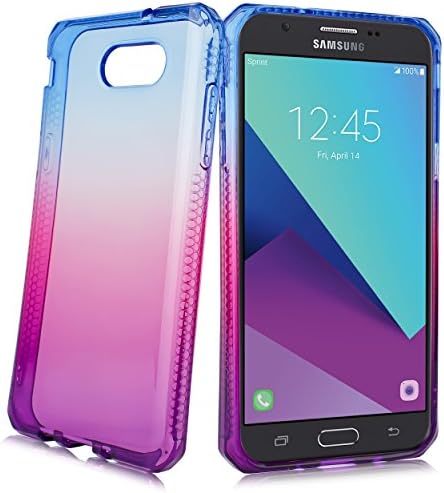 For Samsung Galaxy J7/­­­­­­Sky Pro/J7 Prime/J7V/J727/Perx/Halo Slim Fit Popsicle Gradient Soft TPU Protective Shock Absorbing Case [Free Emoji Keychain!] (PURPLE)