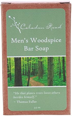 Celadon Road Men’s Woodspice Bar Soap - Organic and All Natural Ingredients and Essential Oils - Sulfate and Paraben Free - Best Men's Soap - 3.5oz - Made in USA