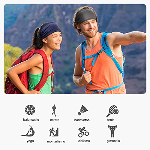 DQST Diademas Deportivas para La Cabeza, Kit de Bandas Elásticas con 4 Colores para Hombre y Mujer, Diademas de Cabello Absorbe El Sudor, Secado Rápido, Transpirable, Antideslizante.