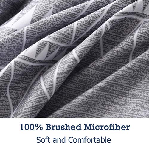 M&Meagle Bohemian Duvet Cover Grey,100% Lightweight Brushed Microfiber Bedding Set with Zipper & Corner Ties for Women & Men's Bedroom-Queen Size(3Pcs,1 Duvet Cover 2 Pillowcases)